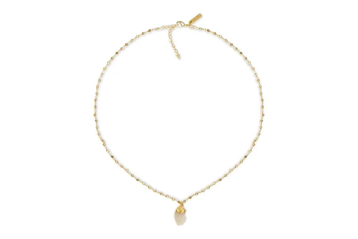 Jewellery & Jewellery Boxes|Jewellery^Nkuku Hadari Rose Quartz Necklace - Gold
