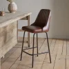 Kitchen & Dining|Bar Stools & Bar Chairs^Nkuku Harsha Leather Counter Chair - Chocolate Brown