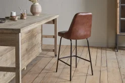 Kitchen & Dining|Bar Stools & Bar Chairs^Nkuku Harsha Leather Counter Chair - Chocolate Brown
