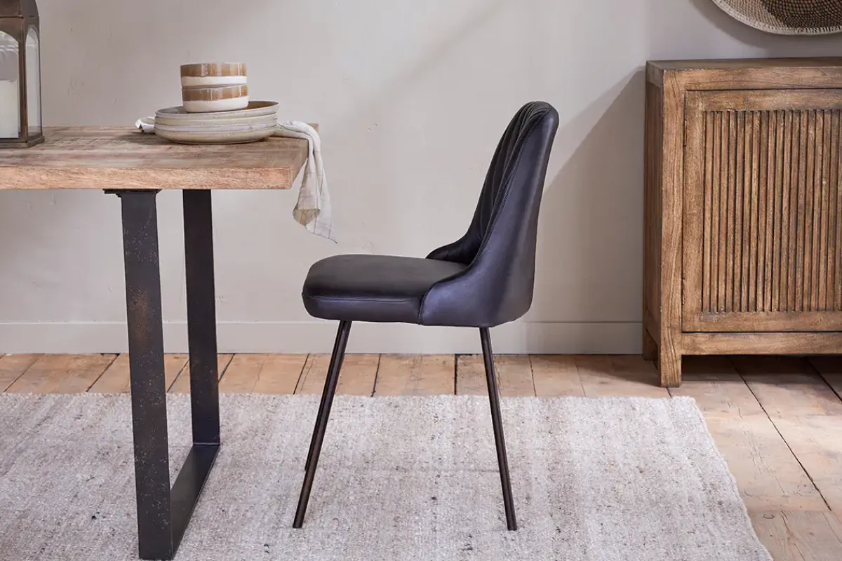 Home Office|Kitchen & Dining^Nkuku Harsha Leather Dining Chair - Aged Black