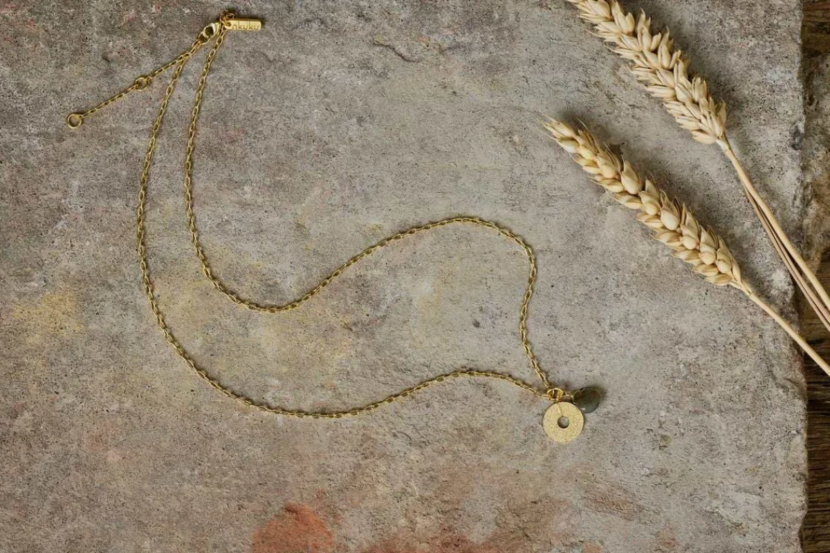Jewellery & Jewellery Boxes|Jewellery^Nkuku Hiral Labradorite Necklace - Gold