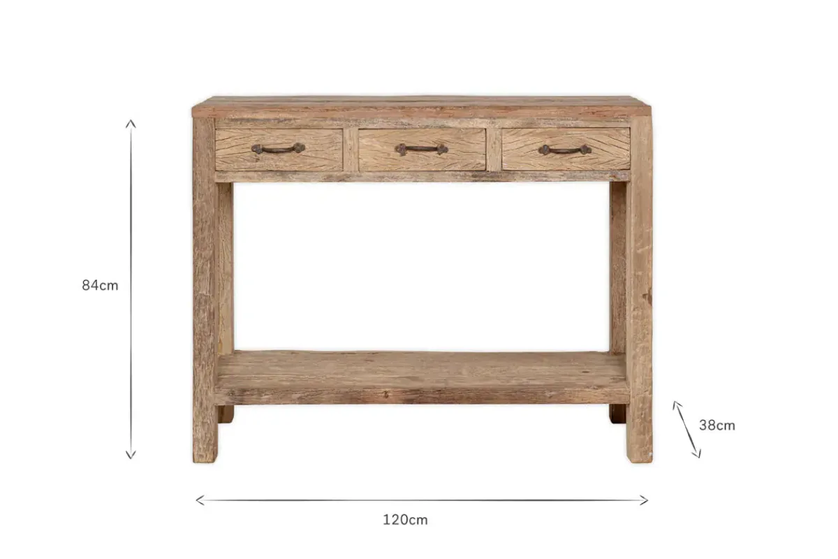 Hallway & Bootroom|Living^Nkuku Ibo Reclaimed Wood 3 Drawer Console Table - Natural