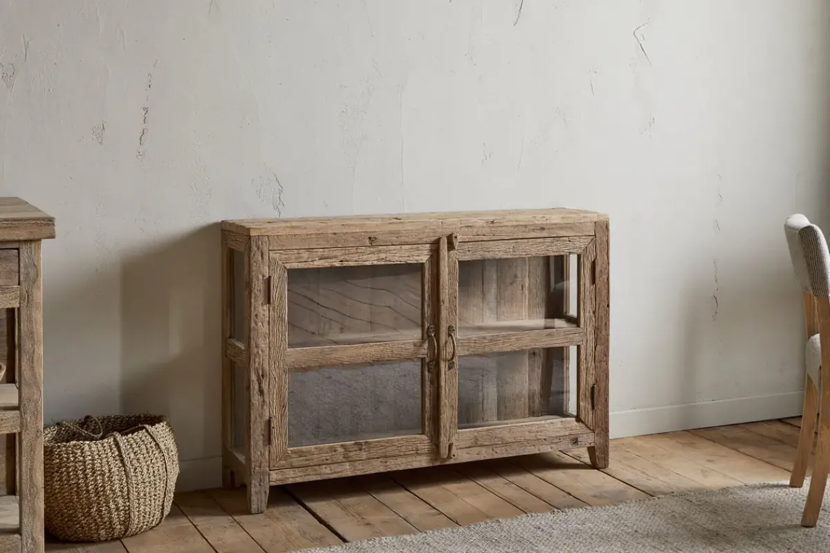 Hallway & Bootroom|Kitchen & Dining^Nkuku Ibo Reclaimed Wood & Glass Sideboard - Natural