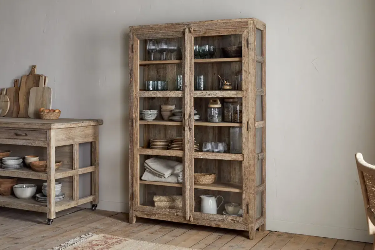 Kitchen & Dining|Cabinets & Sideboards^Nkuku Ibo Reclaimed Wood & Glass Cabinet - Natural - Wide