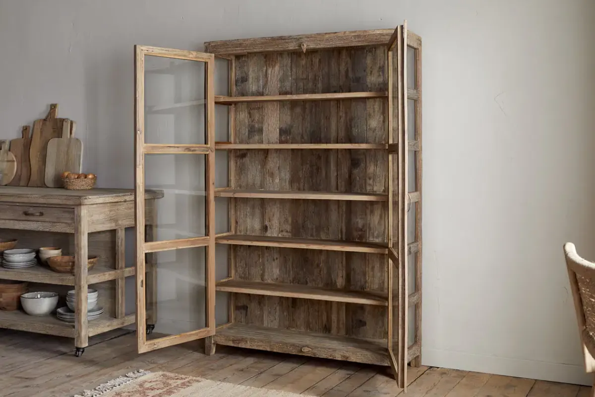 Kitchen & Dining|Cabinets & Sideboards^Nkuku Ibo Reclaimed Wood & Glass Cabinet - Natural - Wide