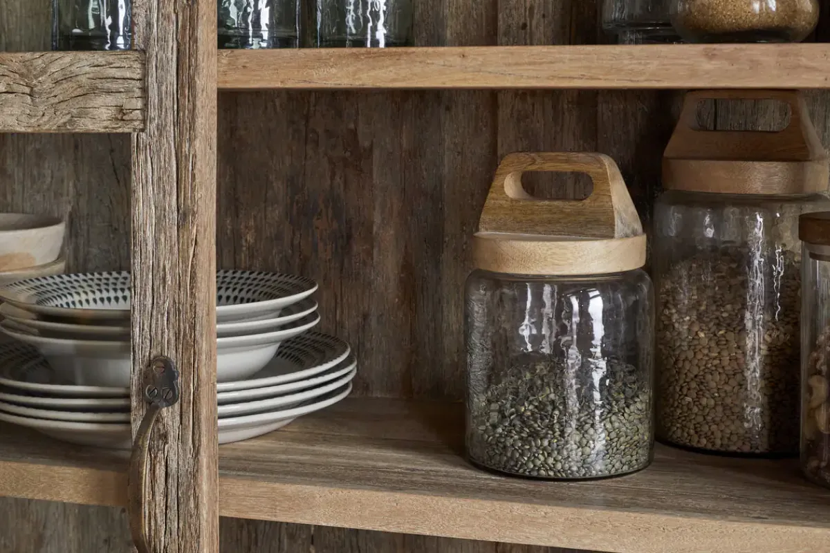 Kitchen & Dining|Cabinets & Sideboards^Nkuku Ibo Reclaimed Wood & Glass Cabinet - Natural - Wide