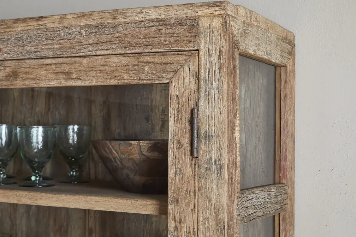 Kitchen & Dining|Cabinets & Sideboards^Nkuku Ibo Reclaimed Wood & Glass Cabinet - Natural - Wide