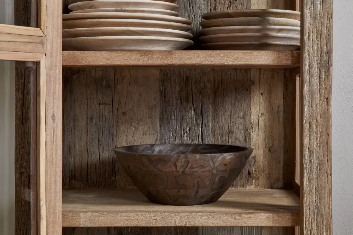 Kitchen Storage|Kitchen & Dining^Nkuku Ibo Reclaimed Wood & Glass Cabinet - Natural - Tall