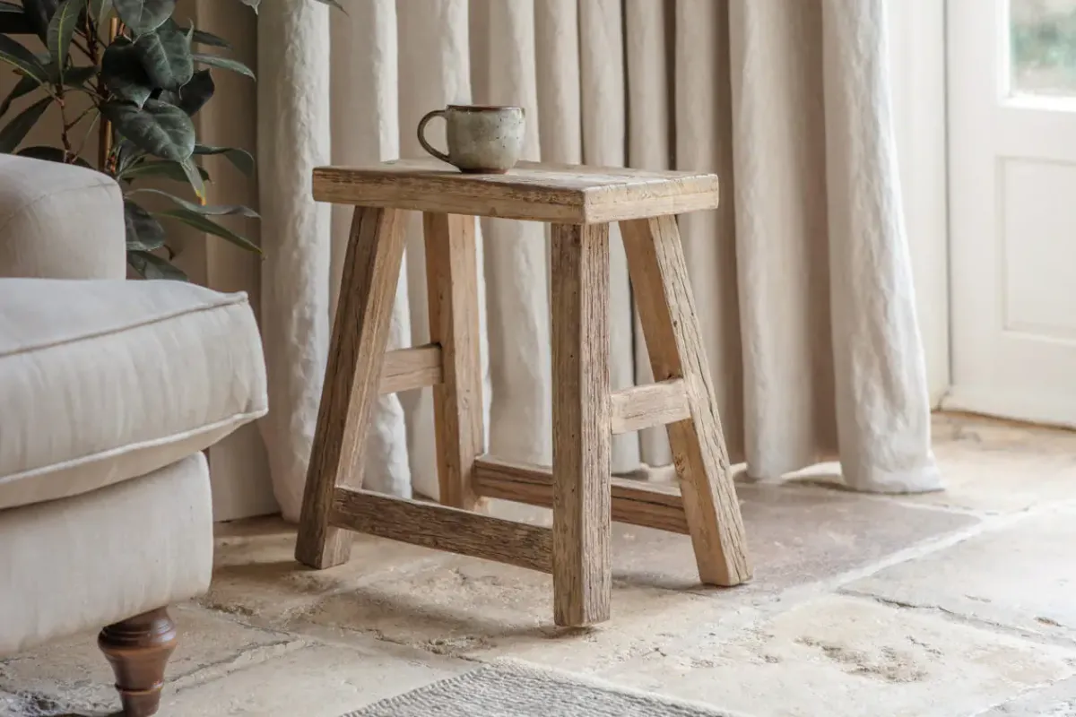 Living|Side Tables^Nkuku Ibo Reclaimed Wood Low Stool - Natural