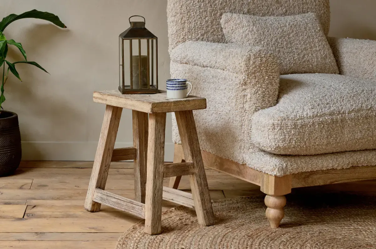 Living|Side Tables^Nkuku Ibo Reclaimed Wood Low Stool - Natural