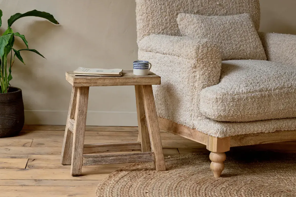 Living|Side Tables^Nkuku Ibo Reclaimed Wood Low Stool - Natural