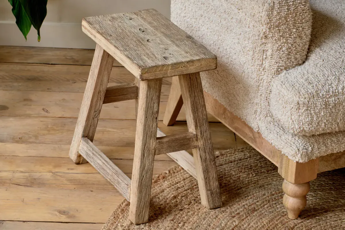 Living|Side Tables^Nkuku Ibo Reclaimed Wood Low Stool - Natural