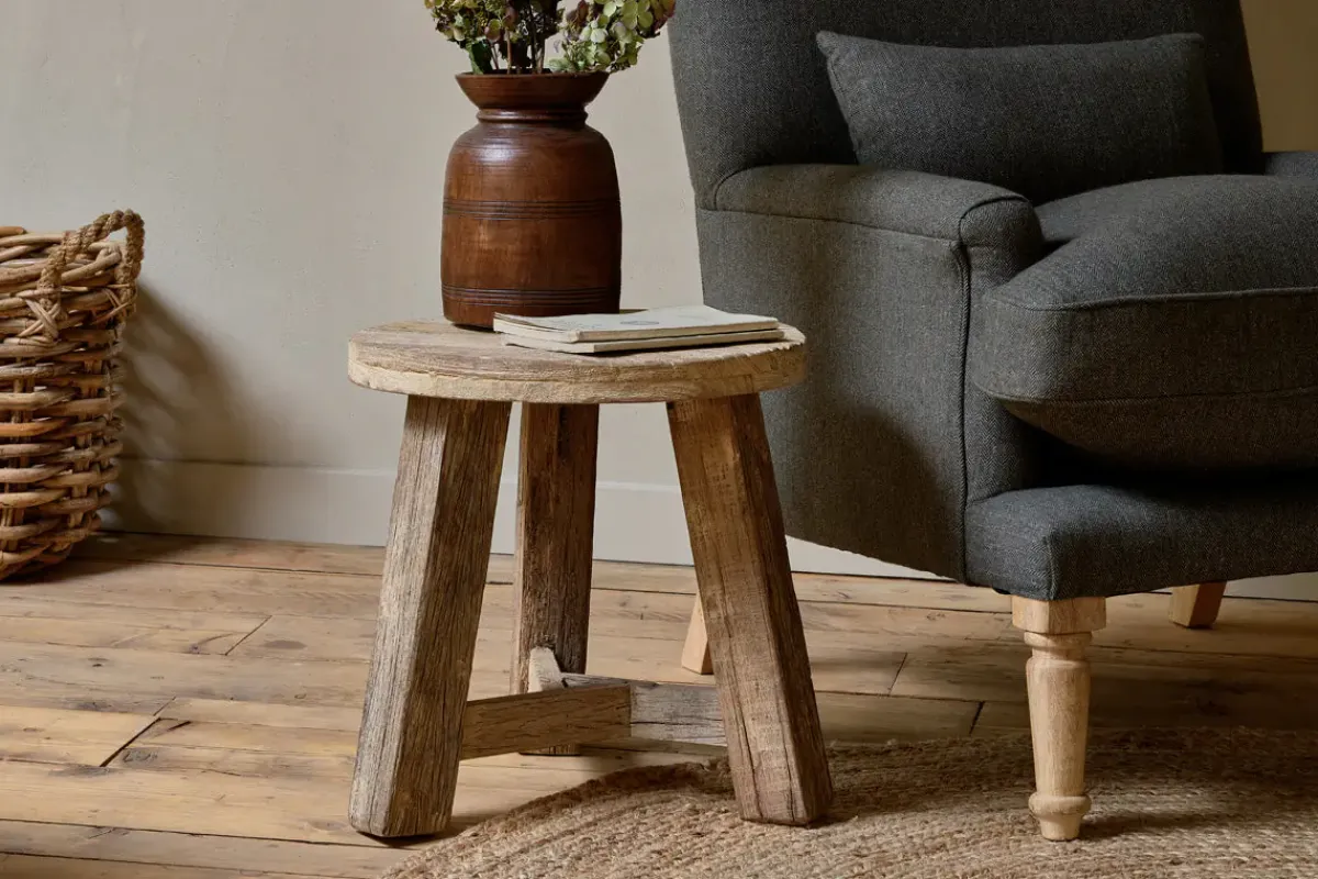 Living|Side Tables^Nkuku Ibo Reclaimed Wood Round Side Table - Natural