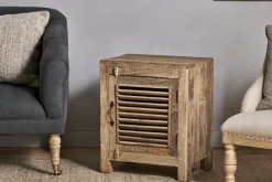Bedroom|Living^Nkuku Ibo Reclaimed Wooden Slatted Cabinet – Natural - Small