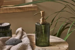Bathroom Accessories^Nkuku Ilcoso Recycled Hammered Glass Soap Dispenser - Green