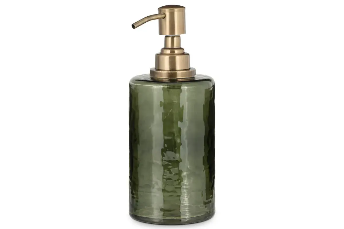 Bathroom Accessories^Nkuku Ilcoso Recycled Hammered Glass Soap Dispenser - Green
