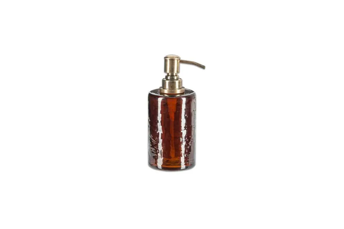 Bathroom Accessories^Nkuku Ilcoso Recycled Hammered Glass Soap Dispenser - Amber