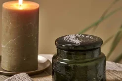 Bathroom Accessories^Nkuku Ilcoso Recycled Hammered Glass Storage Pot - Green