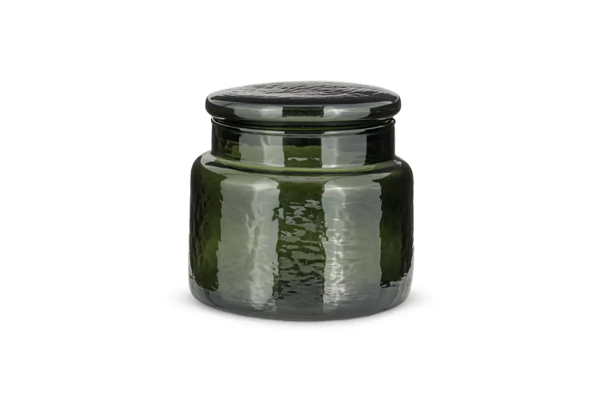 Bathroom Accessories^Nkuku Ilcoso Recycled Hammered Glass Storage Pot - Green
