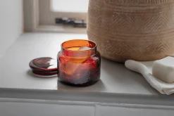 Bathroom Accessories^Nkuku Ilcoso Recycled Hammered Glass Storage Pot - Amber