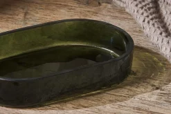 Bathroom Accessories^Nkuku Ilcoso Recycled Hammered Glass Soap Dish - Green