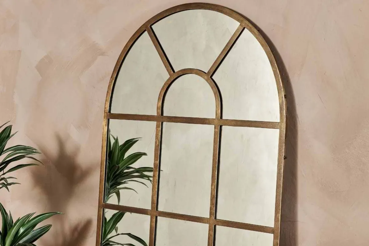 Full Length Mirrors^Nkuku Imoma Iron Full Length Arch Mirror - Brass
