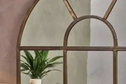 Wall Mirrors^Nkuku Imoma Iron Overmantel Arch Mirror - Brass