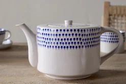 Breakfast Accessories|Teapots & Teacups^Nkuku Drop 4 Person Teapot - Cream & Indigo