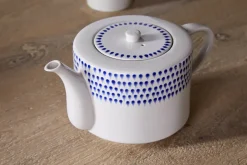 Breakfast Accessories|Teapots & Teacups^Nkuku Drop 4 Person Teapot - Cream & Indigo