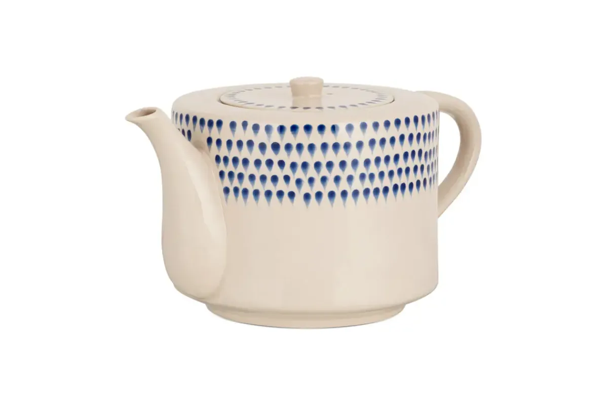 Breakfast Accessories|Teapots & Teacups^Nkuku Drop 4 Person Teapot - Cream & Indigo