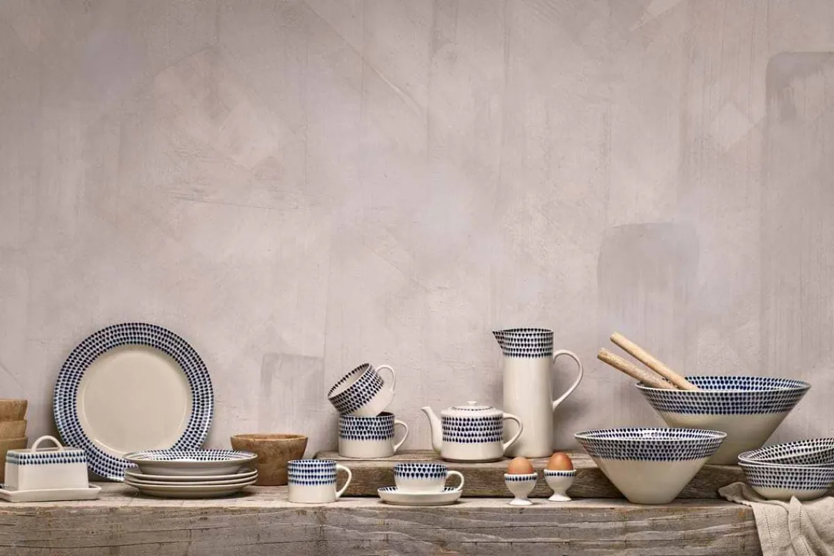 Pantry|Breakfast Accessories^Nkuku Indigo Drop Butter Dish - Cream & Indigo