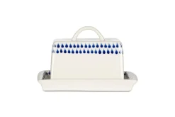 Pantry|Breakfast Accessories^Nkuku Indigo Drop Butter Dish - Cream & Indigo