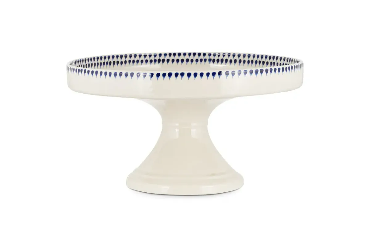 Pantry|Cake Domes & Stands^Nkuku Indigo Drop Ceramic Stand - Cream & Indigo