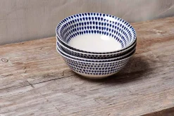 Breakfast Accessories|Bowls^Nkuku Indigo Drop Cereal Bowl - Cream & Indigo