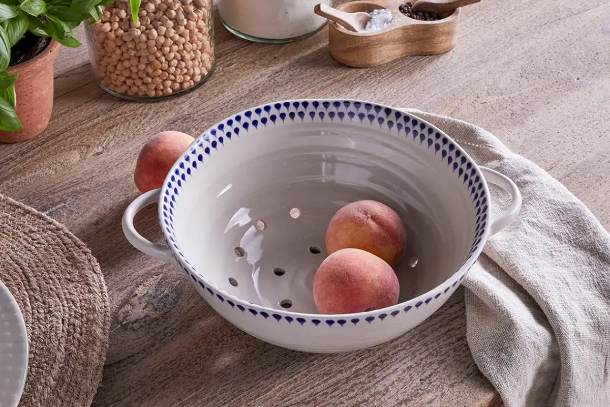Pantry|Kitchen Storage^Nkuku Indigo Drop Colander - Indigo