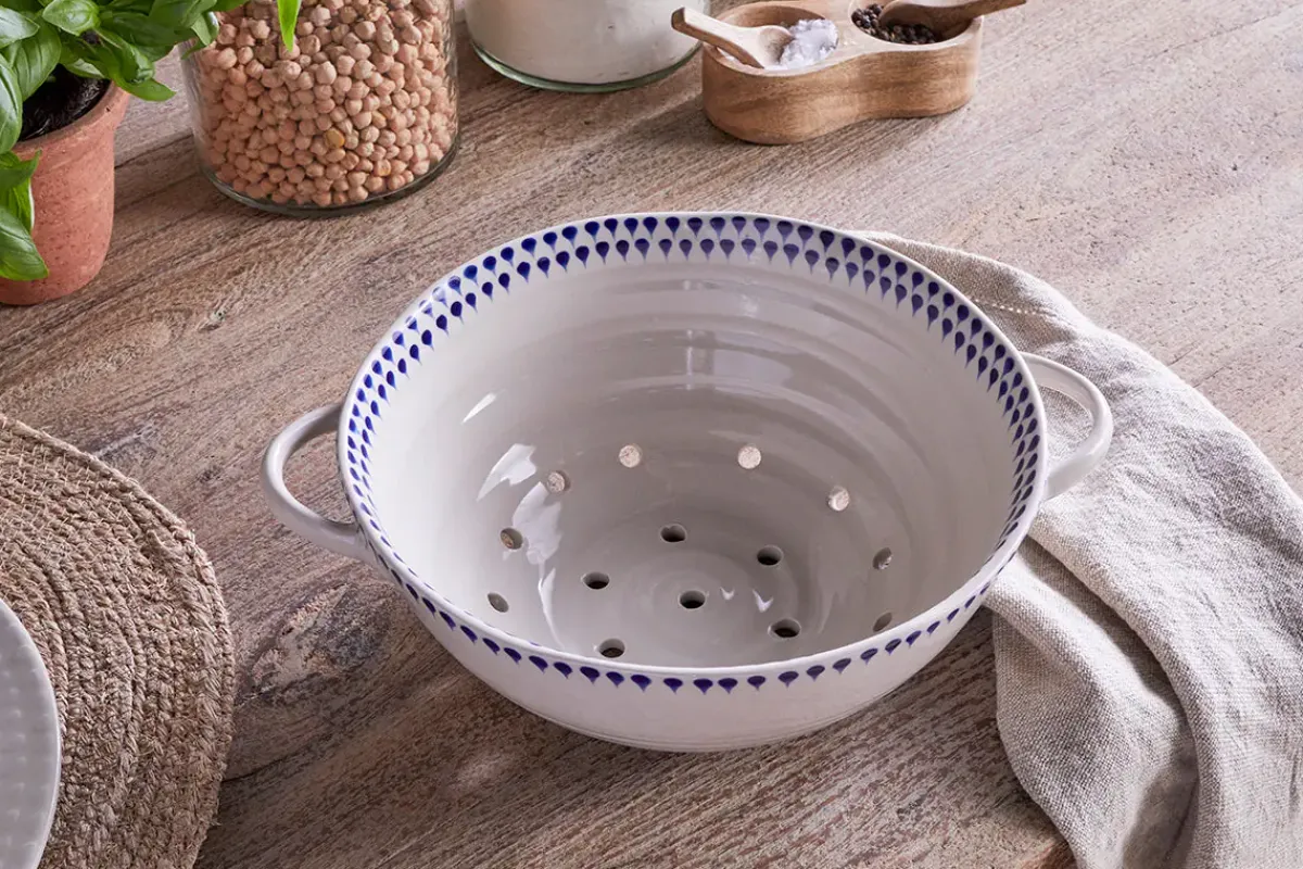 Pantry|Kitchen Storage^Nkuku Indigo Drop Colander - Indigo
