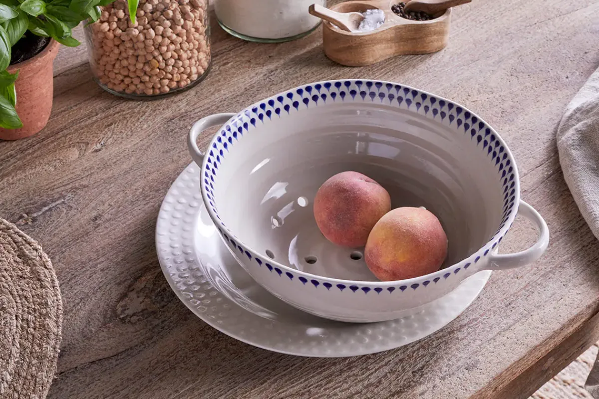 Pantry|Kitchen Storage^Nkuku Indigo Drop Colander - Indigo