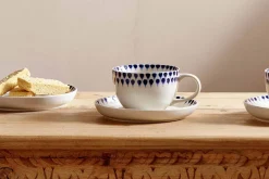 Breakfast Accessories|Teapots & Teacups^Nkuku Drop Cup & Saucer - Cream & Indigo