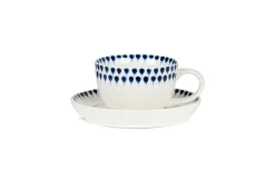 Breakfast Accessories|Teapots & Teacups^Nkuku Drop Cup & Saucer - Cream & Indigo
