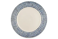 Plates^Nkuku Indigo Drop Dinner Plate - Cream & Indigo