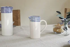 Jugs^Nkuku Drop Jug - Cream & - Small Indigo