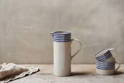Jugs^Nkuku Indigo Drop Jug - - Large Cream & Indigo