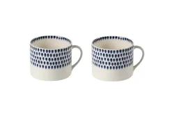 Mugs^Nkuku Indigo Drop Mug - - Large (Set of 2) Cream & Indigo
