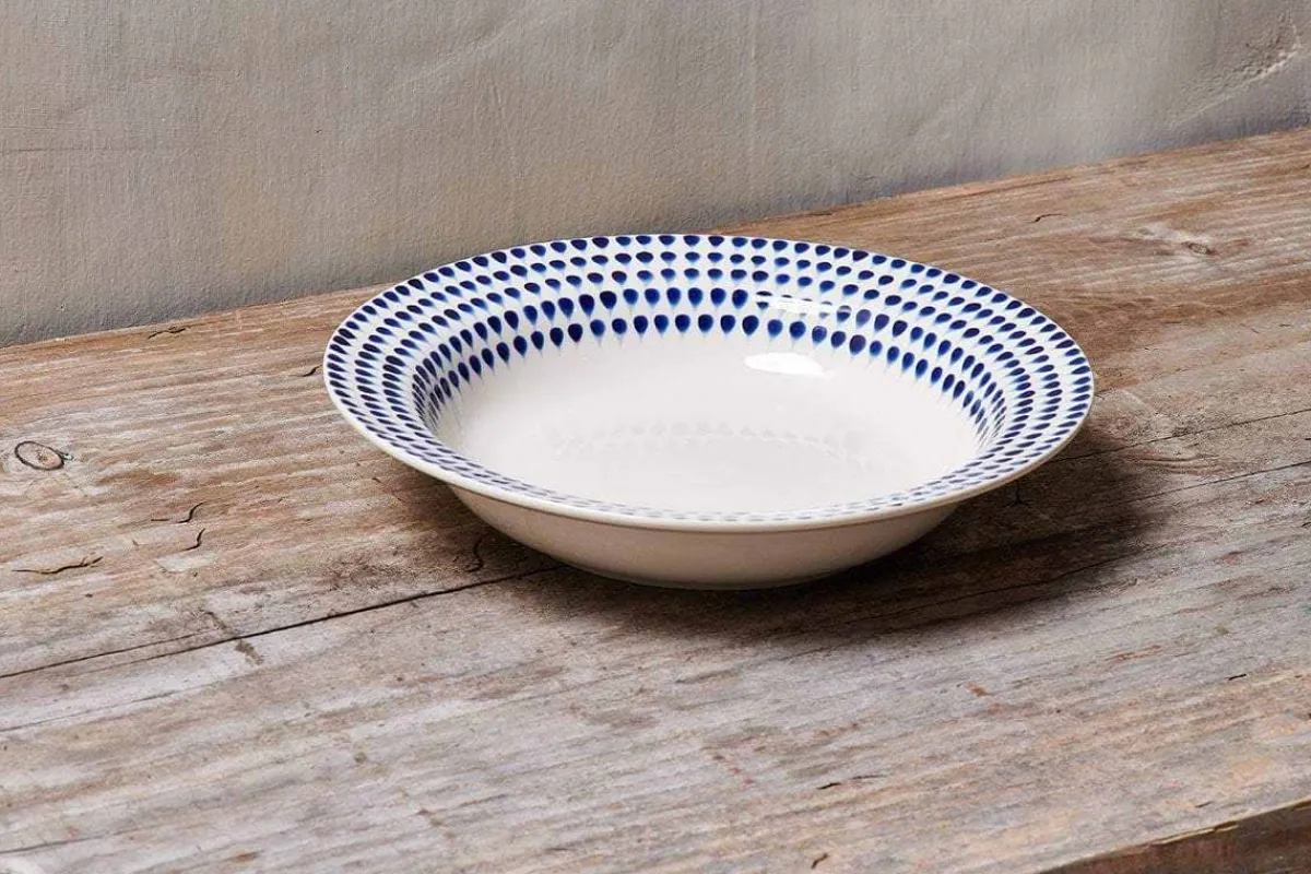 Bowls^Nkuku Drop Pasta Bowl - Cream & Indigo