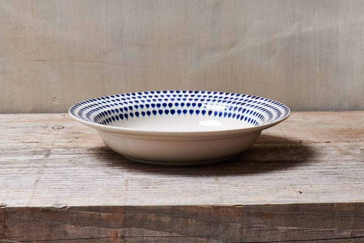 Bowls^Nkuku Drop Pasta Bowl - Cream & Indigo