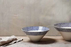 Serving Bowls|Bowls^Nkuku Indigo Drop Serving Bowl - Cream & Indigo - Medium Cream and Indigo