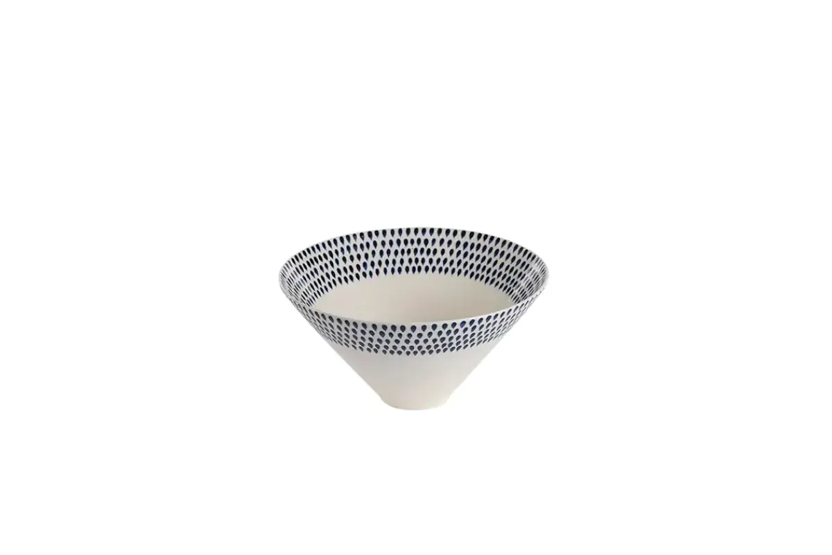 Serving Bowls|Bowls^Nkuku Indigo Drop Serving Bowl - Cream & Indigo - Medium Cream and Indigo