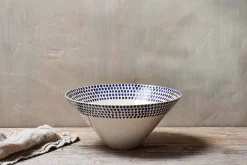 Serving Bowls|Bowls^Nkuku Indigo Drop Serving Bowl - - Large Cream & Indigo