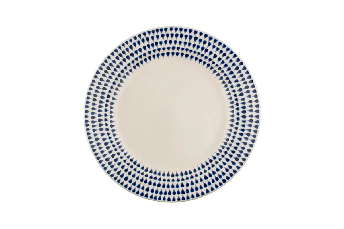 Plates^Nkuku Indigo Drop Side Plate - Cream & Indigo