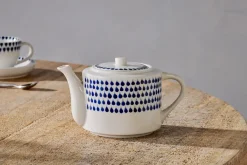 Breakfast Accessories|Teapots & Teacups^Nkuku Indigo Drop Teapot - Cream & Indigo